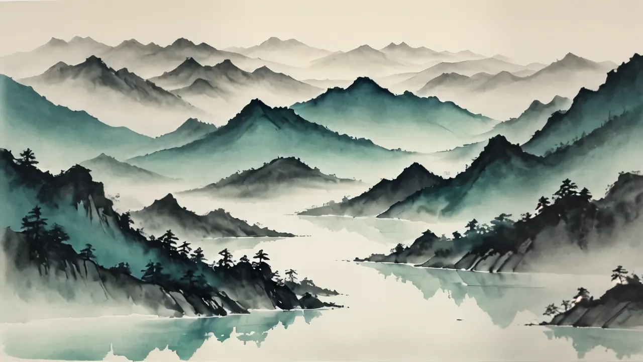 青綠水墨山水